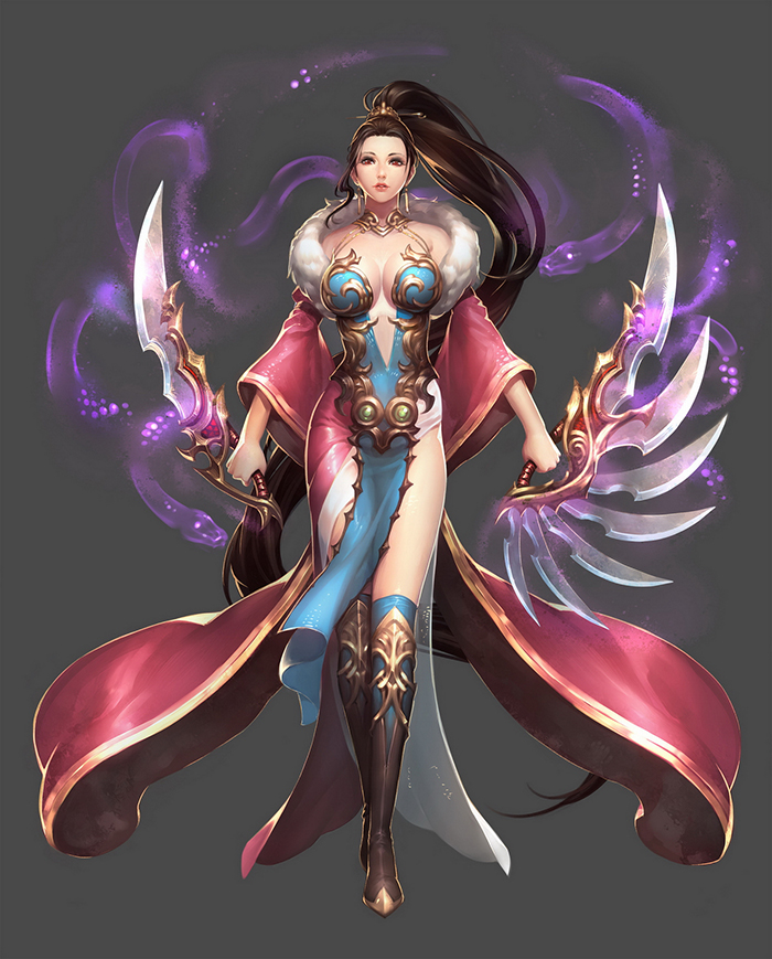 手持双刃的女战士