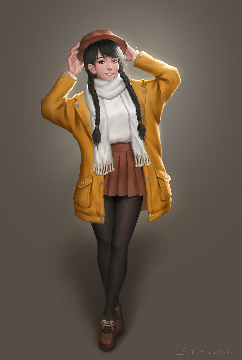 戴着帽子的可爱女孩插画