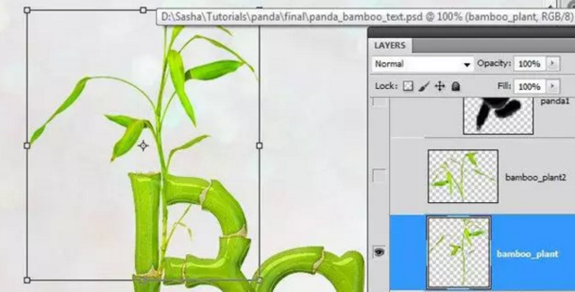 PS制作可爱有趣的熊猫竹子字效果,PSDEE.COM