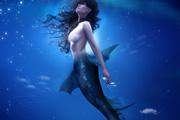 Photoshop合成之海洋里的蓝色美人鱼