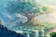 PS鼠绘奇幻山谷美景原画<font color="red">场景</font><font color="red">图</font>的白昼及星夜效果