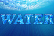 Photoshop制作漂亮的蓝色海洋水纹字