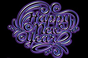 Photoshop给新年快乐字加上大气的紫色水晶霓虹效果