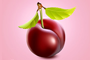 Photoshop制作一颗逼真的红色布林/<font color="red">樱桃</font>/绘制水果