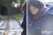 Photoshop打造唯美的冬日冷色外景人像图片