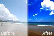 PS把海边沙滩照片<font color="red">处理</font>的明亮清晰色彩鲜艳