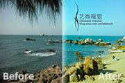 PS把灰暗的海景<font color="red">照片</font>调出明亮清爽效果