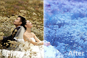 Photoshop打造纯美梦幻的蓝色外景婚片
