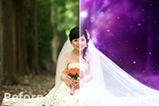 Photoshop打造超梦幻的紫色婚片
