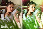 Photoshop调出室内人物照片甜美<font color="red">清新</font>的绿<font color="red">色调</font>