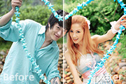 Photoshop调出外景情侣<font color="red">图片</font>艳丽的青春色调