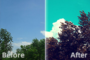 Photoshop把天空图片处理成清爽的青色调
