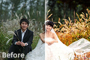 Photoshop打造漂亮的暖橙色外景婚片