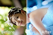 Photoshop调出偏暗外景<font color="red">婚</font>片甜美的蓝红色