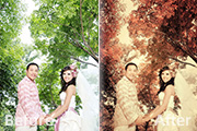 Photoshop调出外景<font color="red">婚</font><font color="red">片</font>柔美的古典黄褐色