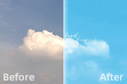 PS简单两步打造干净清爽的天空图片