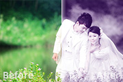 Photoshop调出外景婚片梦幻的淡紫色
