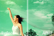 Photoshop调出外景人物图片清爽的青绿色