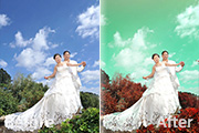 Photoshop调出外景<font color="red">婚</font>片清爽的青红色