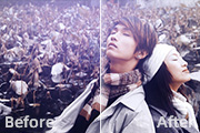 Photoshop调出外景情侣<font color="red">图片</font>柔美的蓝灰色