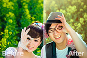 Photoshop<font color="red">调出</font>外景情侣图片柔美的淡黄色
