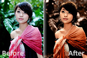 Photoshop调出外景美女<font color="red">图片</font>个性的橙褐色