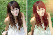 Photoshop调出草地人物图片柔美的<font color="red">棕</font>绿色