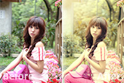 Photoshop调出外景美女<font color="red">图片</font>朦胧的淡黄色