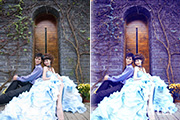 Photoshop调出古城<font color="red">婚</font>片甜美的粉蓝色