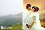 Photoshop给山景<font color="red">婚</font><font color="red">片</font>增加漂亮的<font color="red">霞光</font>色