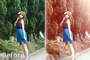 Photoshop打造暖暖的红褐色外景美女图片