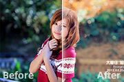 Photoshop打造柔美的青红色写真人物图片