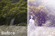 Photoshop给旷野美女图片加上淡蓝韩系色彩