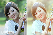 Photoshop给可爱外景人物图片加上淡美的粉黄色