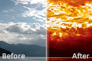 Photoshop给普通的天空图片加上浓烈的霞光