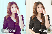 Photoshop给室内美女加上甜美的淡蓝色