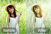 Photoshop打造怀旧的中性青绿色外景人物图片
