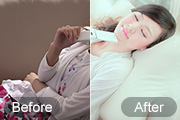 Photoshop给室内偏暗的美女加上唯美的淡青色