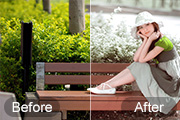 Photoshop给公园中的美女加上怀旧的褐绿色