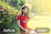Photoshop快速给草地上的人物图片增加阳光