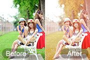 Photoshop给公园美女加上漂亮的早秋黄褐色