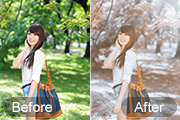 Photoshop给公园中的美女加上小清新暖褐色