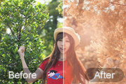Photoshop给树林人物加上柔和的秋季橙褐色