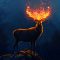 森林中的火焰鹿王
