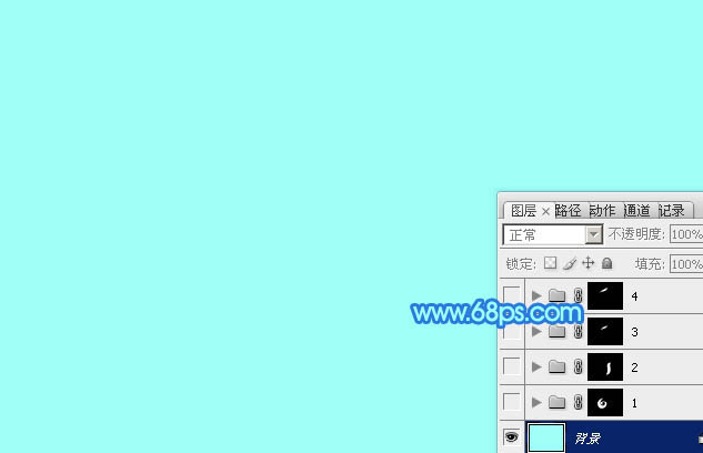 1,新建一个1024 768像素的文件,背景填充淡青色#9efff9作为