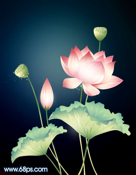 Photoshop<font color="red">制作</font>一张漂亮的荷花插画