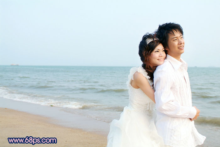 Photoshop打造浪漫的海景婚片