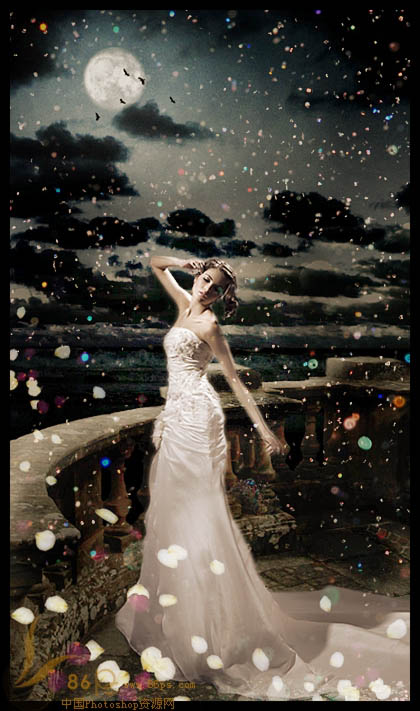 Photoshop打造经典月色下的美女