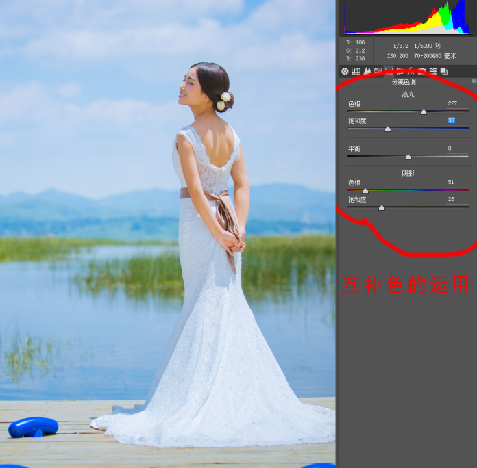 Photoshop调出外景婚片蓝色小清新艺术效果